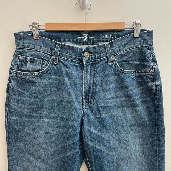 7 Seven For All Mankind Jeans Austyn Mens Size 32 Blue Straight Leg Hemmed - Picture 2 of 12